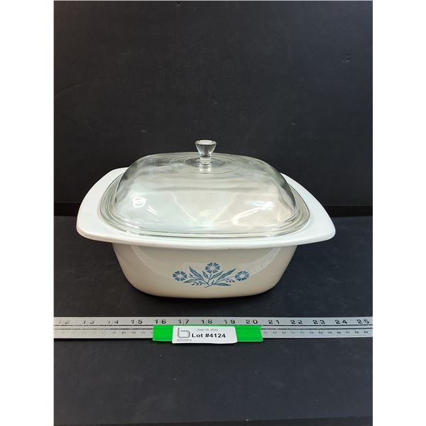Corningware Blue Corn Flower Casserole Dish w/ Lid - 12" x 4"