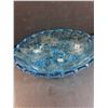 Image 2 : Indiana Blue Glass Oval Footed Fruit Bowl - 12" x 8.5" x 4"