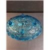 Image 3 : Indiana Blue Glass Oval Footed Fruit Bowl - 12" x 8.5" x 4"
