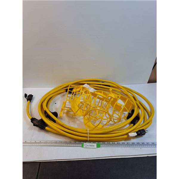50Ft Heavy Duty Construction String Light w/(4) Shop Light Protector Covers - Yellow - PICK UP