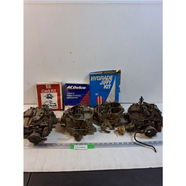 (4) Rochster Quadrajet Carburators & (3) Carb Kits