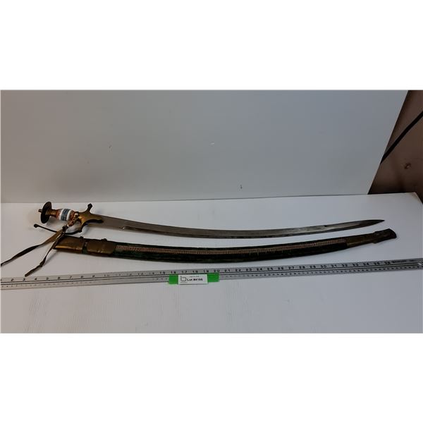 Talwar Designed Sword w/Sheath - Made in India Markings - 35" Long - PICK UP ONLY