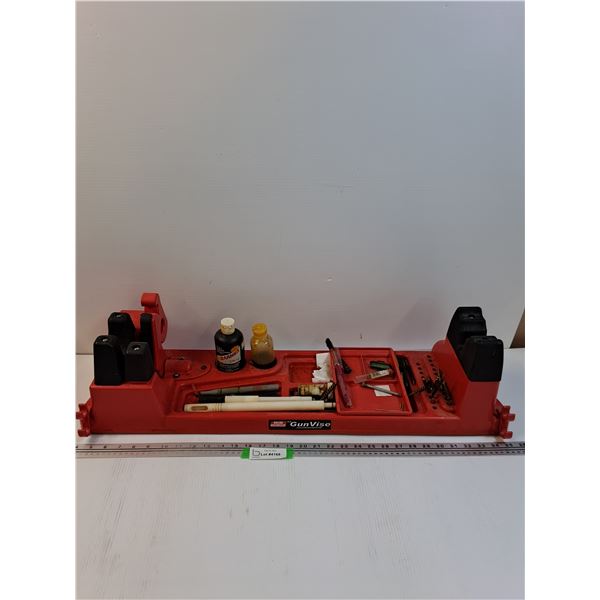 Gun Vise Cleaning Stand w/Contents - 32" x 9" x 7" - CANNOT SHIP