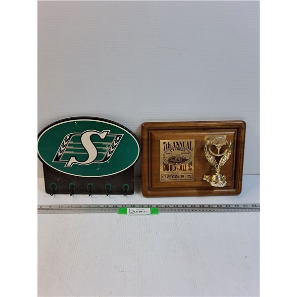 Saskatchewan Roughriders Key Holder & Medicine Hat Rod Run Trophy - 12" x 9"