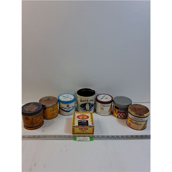 (7) Collector Tobacco Tins & Cigar Box