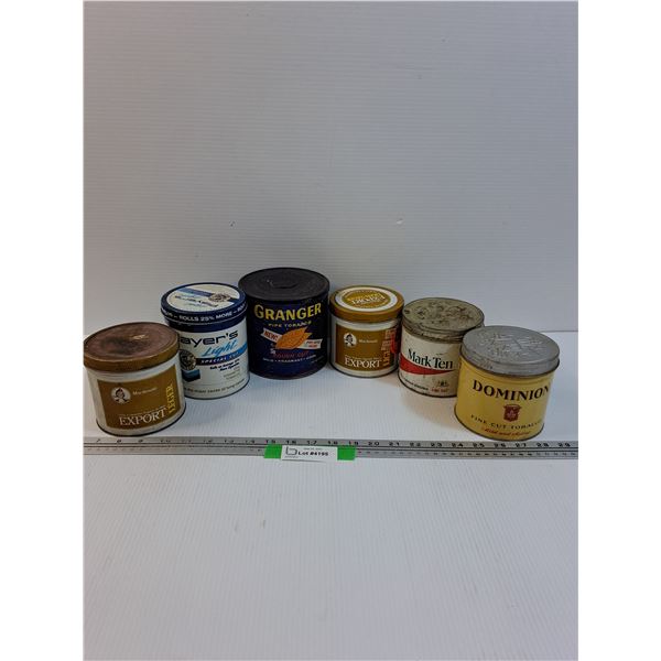 (6) Collector Tobacco Tins- Assorted