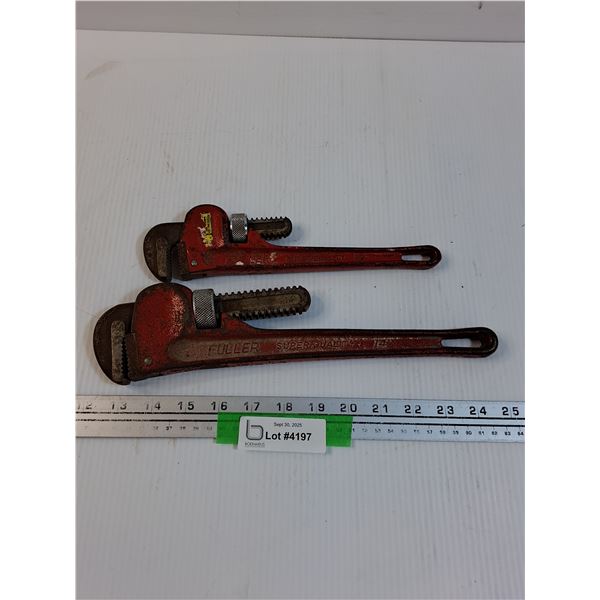 (2) Fuller Brand Adjustable Pipe Wrenches - 14" & 10"