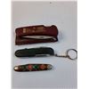 Image 2 : (3) Folding Knives: Kindersley Pool, Plaid, Green Swiss Army Style Knife