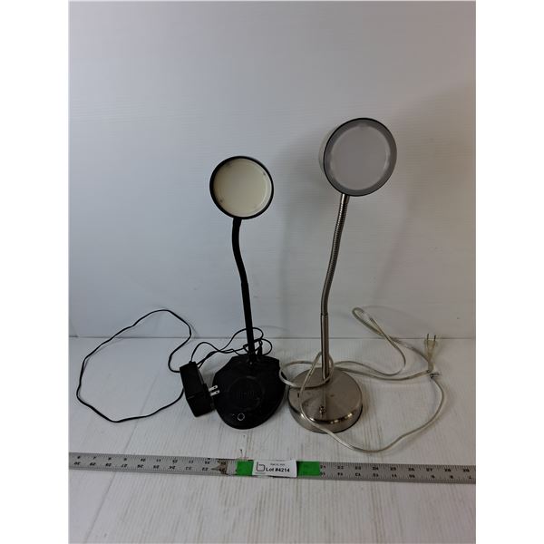 (2) Desk Lamps 18" Tall- Power On, One Trilight