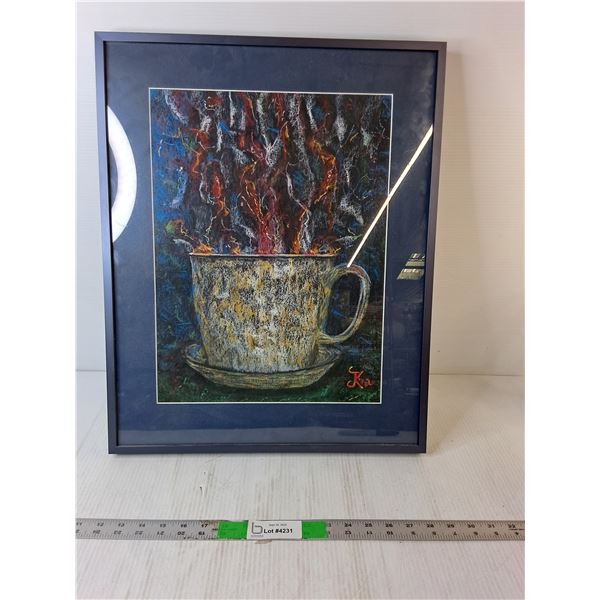 Wall Art "Hot" Coffee Cup Painting by Kia. 23" x 18"