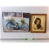 Image 1 : (2) Wall Art Pictures, (Bicycle 16"x13"), (Girl With Puppy 10"x12")