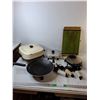 Image 1 : (3) Electric Skillets/Frying Pans (Untested), Waffle Maker( Powers on), Vintage Cornwell Hotplate