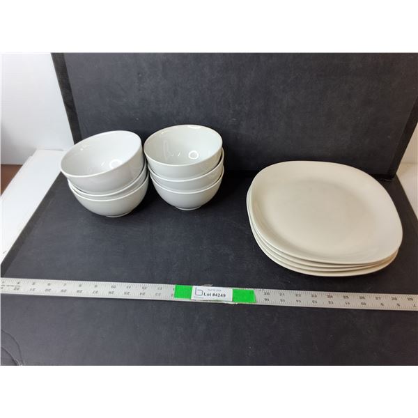 Dish Lot- (4) Plates-Ceramic & (6) Bowls- Porcelain
