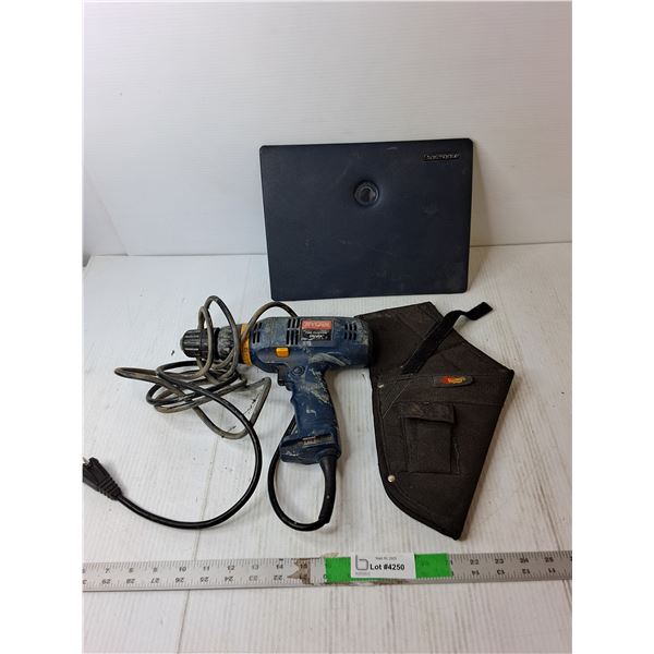Ryobi Corded Drill Driver- Powers On, Drill Holster, Misc.