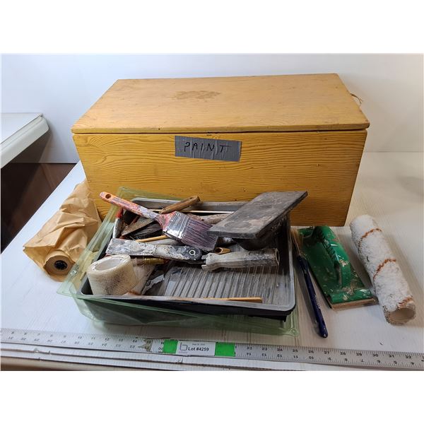 Wooden Storage Box 24" x 13" x 10.5" & Paint Supplies- PICK UP