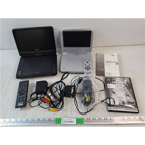 Sony & Dynex Portable CD/DVD Players, Remote, Cords, Let's Dance Swing Movie