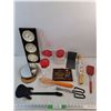 Image 1 : Barometer, Make Up Mirror, Whisk, Dough Roller, Plastic Jar, Spatula, Misc
