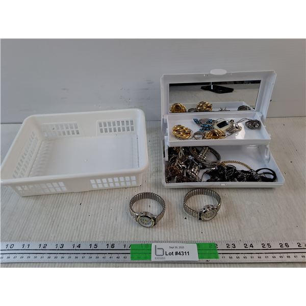 Watches, Bracelets, Rings, Necklaces, Jewelry Case, Plastic Bin