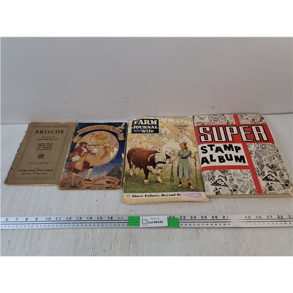 Briscoe Price List of Parts, Discoverer Album, Super Stamp Album, Farm Journal