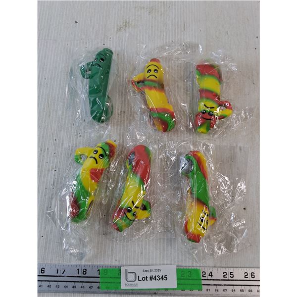 (6) Silicone Smoking Pipes - New