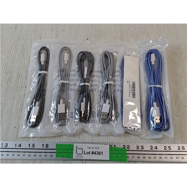(6)  USB - Lightning Charging Cables - New