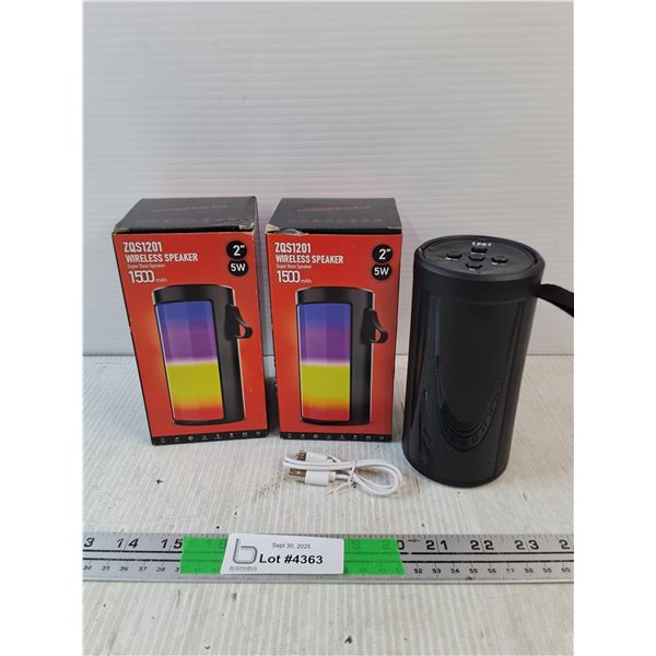 (2) 1500mAh Wireless Super Bass Speakers - Powers On, As Is