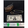 Image 1 : $100000 Souvenir Banknote , Safety Pin, Button Hook, Miniature Iron