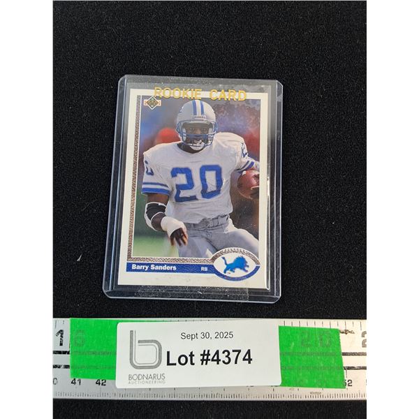 Barry Sanders Rookie Card 1991 Upper Deck Collector Card - Authenticity Not Guaranteed