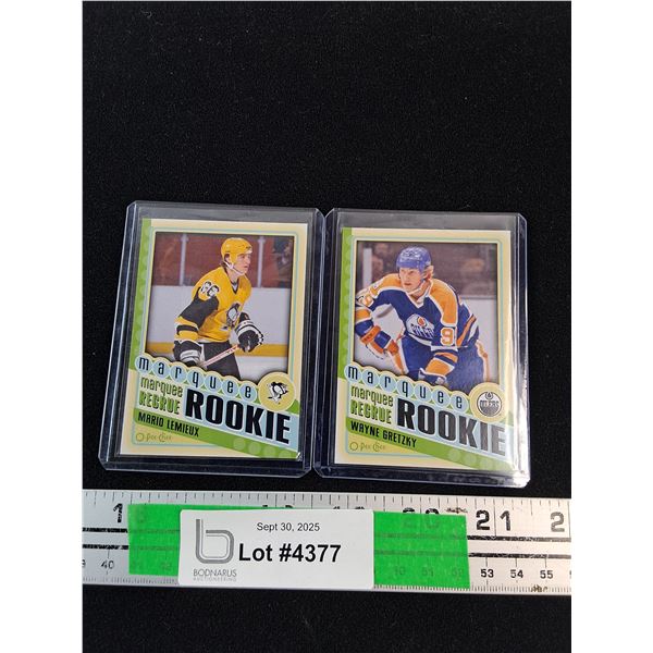 O Pee Chee Marquee Rookie Mario Lemieux & Wayne Gretzky Trading Hockey Cards -Cannot Authenticate