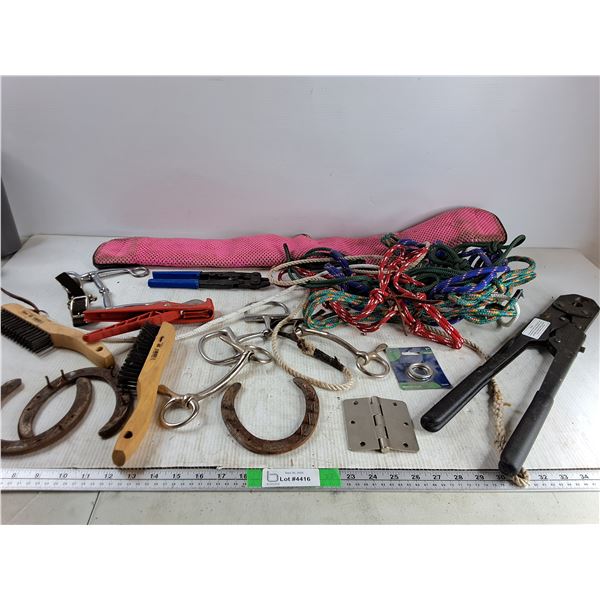 5"x5" Horse Shoes, Metal Brushes, Misc