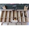 Image 3 : Plano Tackle Box 14.5" x 7.5" x 12"- One Broken Latch & Accessories- Hooks, Reels, Misc.