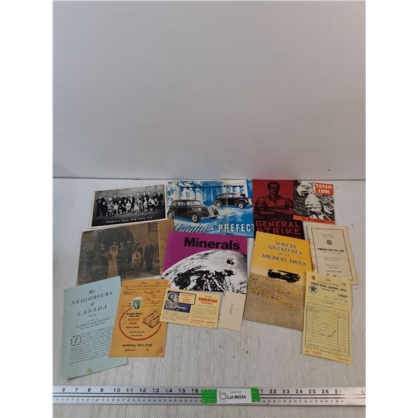 Vintage Brochures, Receipt, Parts List