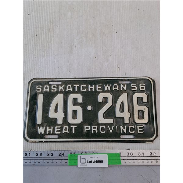 Vintage 1956 Saskatchewan Licence Plate