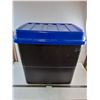Image 1 : Wheeled Plastic Storage Tote with Lid - 27x27x18" - Pickup Only