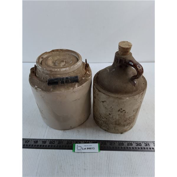 (2) Stoneware Jug & Crock - Pickup Preferred