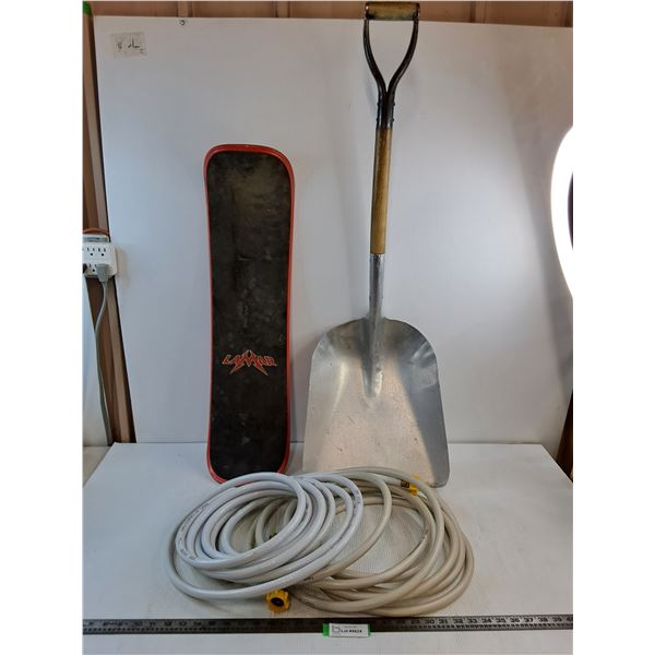 (2) Hoses - Approx 25' Length, Scoop Shovel, Lamar Snow Skateboard - 32" Length - Pickup Only