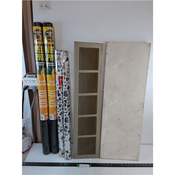 (2) Weedpro Landscape Fabric - Sealed, (2) Gift Wrap, Air Vent Cover - 32.5" x 7.5", Wood Board