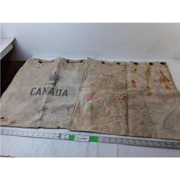 (2) Vintage Canada Post Canvas Mailbags