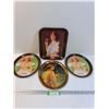 Image 1 : (4) Coca Cola Tin Serving Plates - Assorted Sizes