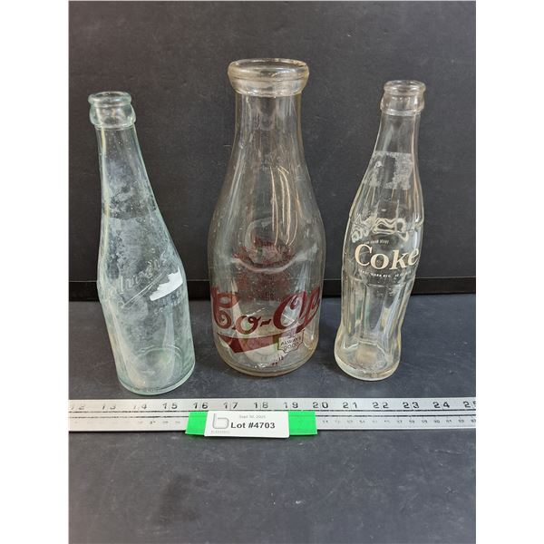 Co-op Milk Jug, Coke Bottle, Edelweiss Vintage Bottle