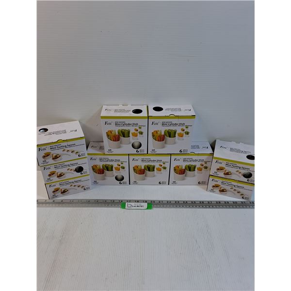 (10) Felli Brand Dishes: (5) Servers & (5) Tasting Spoons