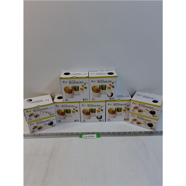 (9) Felli Brand Dishes: (5) Servers & (4) Tasting Spoons