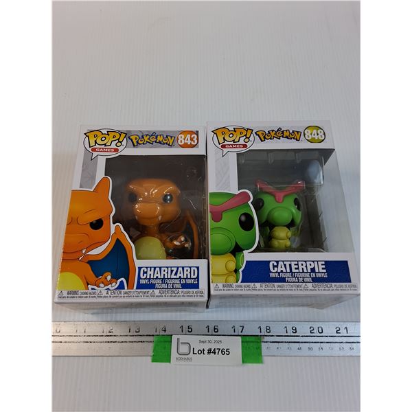 (2) Funko POP! Pokemon: Charizard & Caterpie
