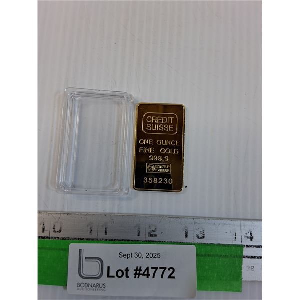 REPLICA: Credit Suisse One Ounce Gold Ingot - (Magnetic)