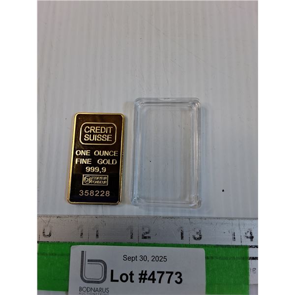 REPLICA: Credit Suisse One Ounce Gold Ingot - (Magnetic)