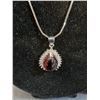 Image 2 : Sterling Silver Necklace w/Red Gem Pendant