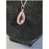 Image 4 : Sterling Silver Necklace w/Red Gem Pendant