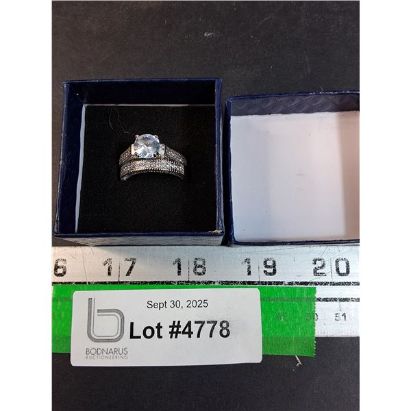 Sterling Silver Wedding Ring Set - Size 9 - Cubic Zirconia Stones - Cannot Authenticate