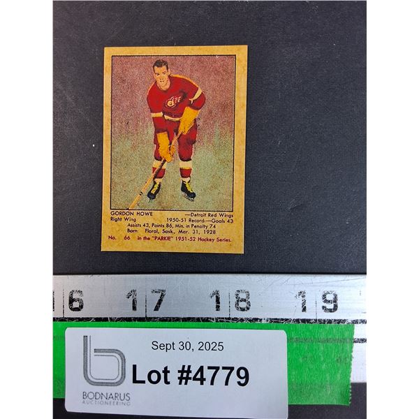 ^Gordon Howe Parkie Series Miniature Hockey Card - CANNOT GUARANTEE AUTHENTICATION - 2.5" x 2"
