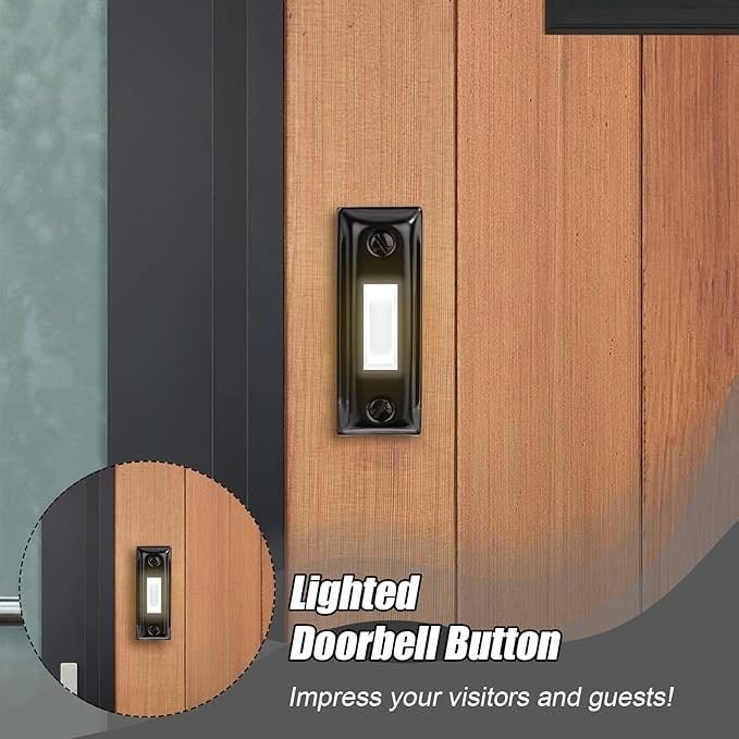 Lighted Doorbell Push Button Metal Door Bell Button Wired With Screws ...